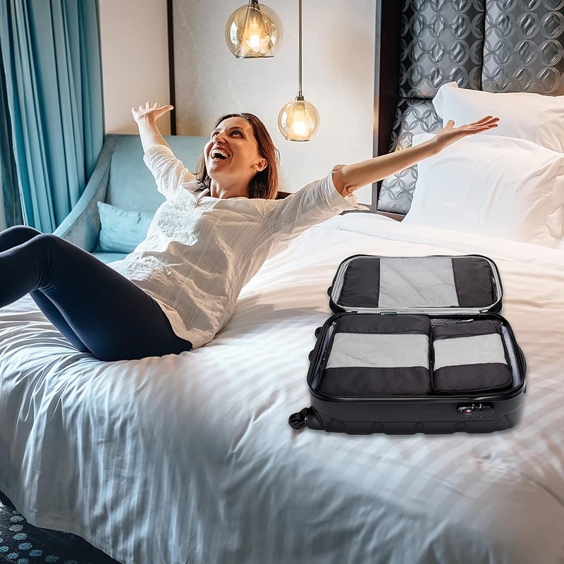 TravelWise Equipaje, Negro -, 1 Small, 2 Medium, 2 Large,