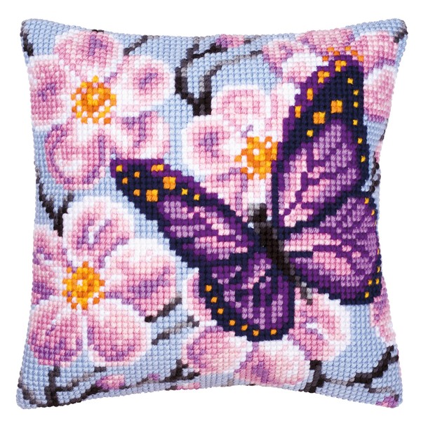 Vervaco 1200R Butterfly Cross Stitch Cushion, Multi-Colour