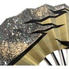Mai Fan, Black with Various Patterns and Pebbles, Black Lacquer,