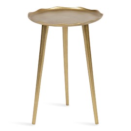 Kate and Laurel Alessia Modern Round Metal Side Table; 15 x 15 x 22; Gold; Decorative Glam Cast Aluminum End Table with Deckled Edge for Bedroom Nightstand or Living Room Accent