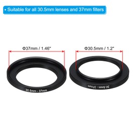 PATIKIL 30.5mm-37mm Metal Step Up Ring with Cleaning Cloth, 2 Pack Camera Lens Filter Adapter Ring Aluminum Filter Adapter Ring for Camera Lenses Hood, Black