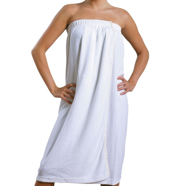JMT Beauty White French Terry Cloth Spa Wrap with Elastic & Adjustable Enclosure, Extra Large