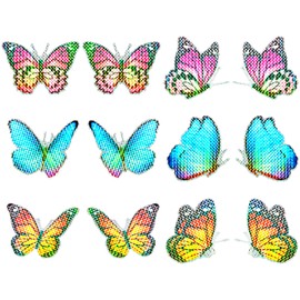 Rebanky 6 Pairs Magnetic Stickers for Butterfly Magnets for Fly Screen Magnetic Butterflies Double Sided Magnets for Fly Screen Flow Protection (Colour)
