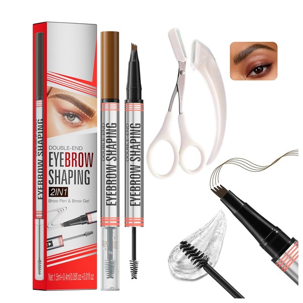 2-in-1 Eyebrow Microfine Pencil and Clear Brow Gel Wax, Waterproof