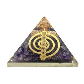 Large Orgone Pyramid | Amethyst Pyramid Crystal | Chakra Reiki Orgonite Pyramid | Organ Pyramids Positive Energy Healing