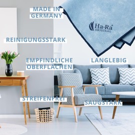 Ha-Ra Star Cloth Mini Blue Set of 2 I Microfibre Cloth for Surface Cleaning I Cleaning Cloths with Hem in 25 x 25 cm I High Performance Microfibre I High Cleaning Power & Streak-Free