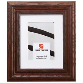 Craig Frames Colonial Ornate, 16 x 22 Inch Walnut Brown Picture Frame Matted to Display a 12 x 18 Inch Photo