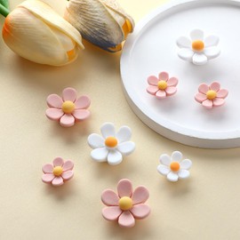 ElevateTech 16 Pcs Cute Flower Fridge Magnets Mini Colorful Decorative Magnets Photo Wall Fixing Suitable for School Office Locker Kitchen Cabinet Whiteboard (Pink White)