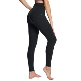 baleaf Women's Winter Riding Pants Full Seat Breeches Fleece Horse Equestrian Tights Horseback Leggings Zipper Pockets Black L