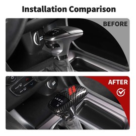 JWWY Gear Shift Shifter Knobs Gear Selector Gear Lever Gearstick Knob Cover Trim for 2015-2025+ Dodge Challenger Charger 2018-2024 Durango Interior Accessories Red Carbon Fiber 3pcs