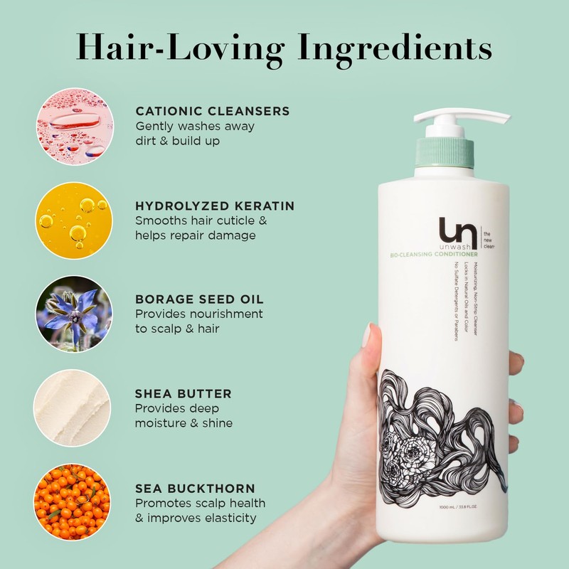 Unwash Bio-Cleansing Conditioner - Gentle, Hydrating Co-Wash Cleansing Conditioner, Sulfate