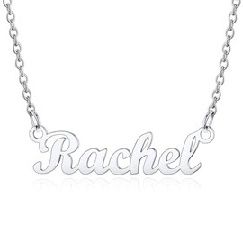 Custom4U Customisable Stainless Steel Women's Name Necklace, Carrie-Style Necklace in Classic Font, Silver/18K Gold-Plated/Rose Gold, for Your Girlfriend, Mother or Sister, Silver