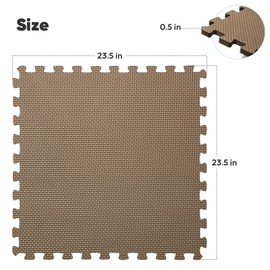 Home Gym Mat, Puzzle Exercise Mat, EVA Interlocking Foam Floor Tiles for Home Workout Equipment and Kids' Play Areas - Blue, 24 in x 24 in x ½ in - (Brown, 32 Pack(128 SQ FT))