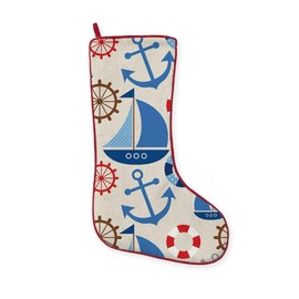 CafePress Nautical Sailboat, Anchor Traditional Christmas Stocking 7.5"x19"