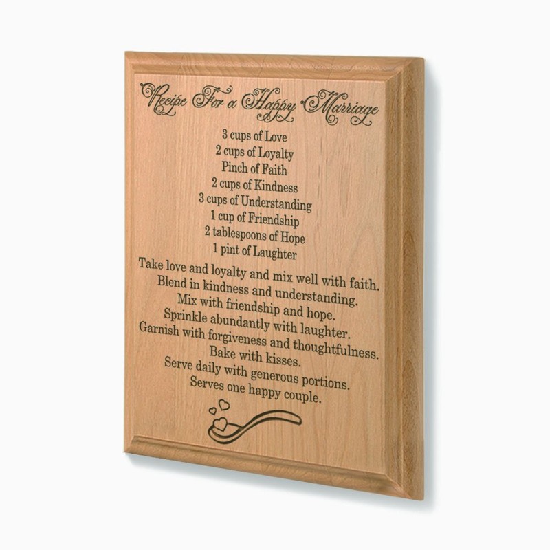 Kate Posh - Recipe For A Happy Marriage Wooden Plaque