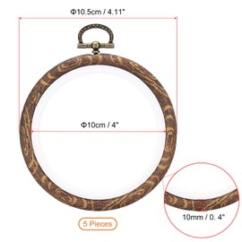 PATIKIL 4inch Embroidery Hoops, 5Pieces Imitated Wood Circle Frame Cross Stitch Hoop Ring for Embroidery Art Craft Sewing Ornaments Hanging Decoration