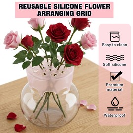 3 PCS Reusable Silicone Flower Arranging Grid Water Proof (Blue,Pink,White)