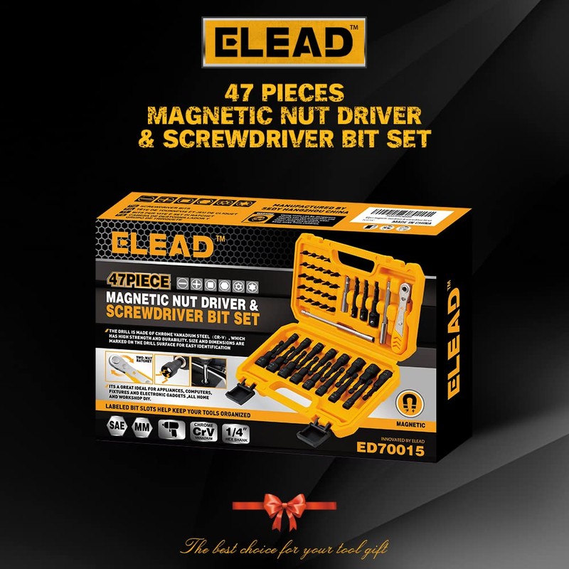ELEAD 47-Piece Magnetic Nut Driver & Screwdriver Bit Set -