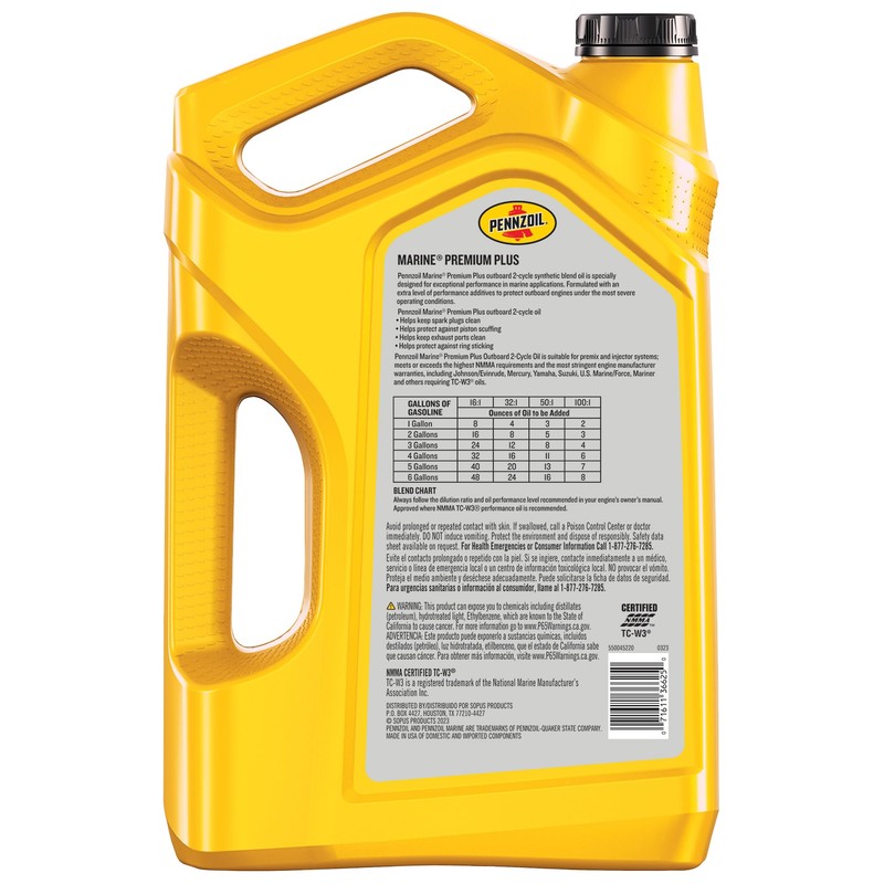 Pennzoil Marine Premium Plus 2-Cycle Synthetic Blend Engine Oil, 1