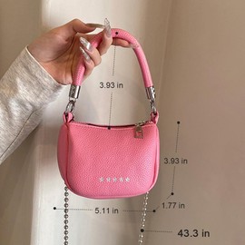 JienClound Small Handbag,Minimalist Retro Saddle Bag Chain Shoulder Bag, Casual Crossbody Bag Purse Wallet for Women Girl (Pink)