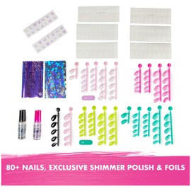 Cool Maker, GO Glam Nail Surprise Shimmer Exclusive Manicure with 2 Styles for Nail Stamps and Much More, Nail Set for Children from 8 Years