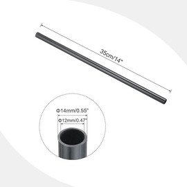 Unifizz PVC Pipe 12mm ID 14mm OD 350mm Length Round Plastic Rigid Tubing High Impact for Drain Pipe Cable Sleeve(Dark Grey)
