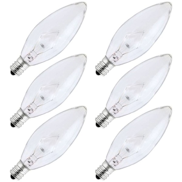 SYLVANIA 13647 25W/CLR/CAN/TWS Decorative Light Bulb 25watt(Pack of 6)
