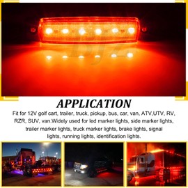 BJZ LED Trailer Marker Lights - 6 Red Side Marker Clearance Bar 12V 3.8" Front Rear Signal Indicator Smoked Strip Waterproof for Trailer Truck Van Pickup ATV UTV RV, 10Pcs
