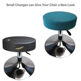 HuaLiSiJi Round Stool Cover 12-16" Round Seat Covers for Bar Stools, Luxurious Fabric Stretchable, Washable Jacquard Dustproof Stool Seat Slipcover (2Pcs Peacock Blue)