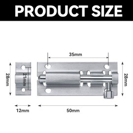 VZU Pack of 6 Stainless Steel Door Bolts 2 Inches, Small Sliding Bolt Lock, Lock Bolt, Sliding Door Lock with 36 Screws for Garden Gate, Bathroom, Shed, Toilet, Latch