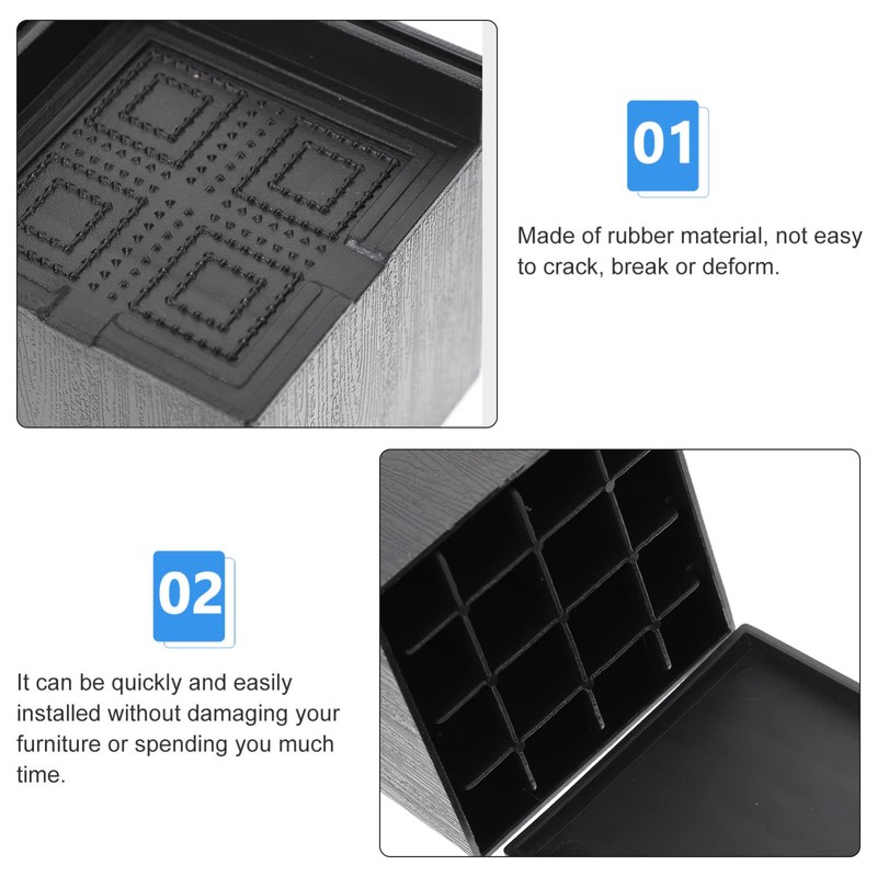 DOITOOL 4Pcs Square Rubber Furniture Risers - 3 Inch Height