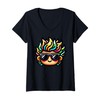 Womens Colorful Cartoon Character Illustration For Kids V-Neck T-Shirt