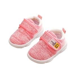 DEBAIJIA Toddler Shoes 3-18 M Baby First-Walking Children's Shoes Boys Non-Slip Mesh Breathable Lightweight TPR Slip-On Trainers - Pink -