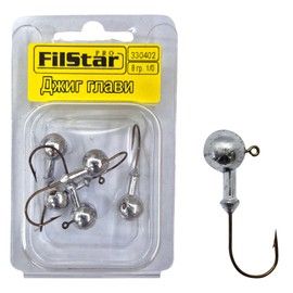PRO FILSTAR Pack of 5 Jig Heads 8 g with Fishing Hooks N1/0 - Jig Head for Rubber Fish - Jig Heads Hooks - Jig Head Set - Fishing Hooks - Jig Head - Sports Set - Fishing Accessories - Fishing