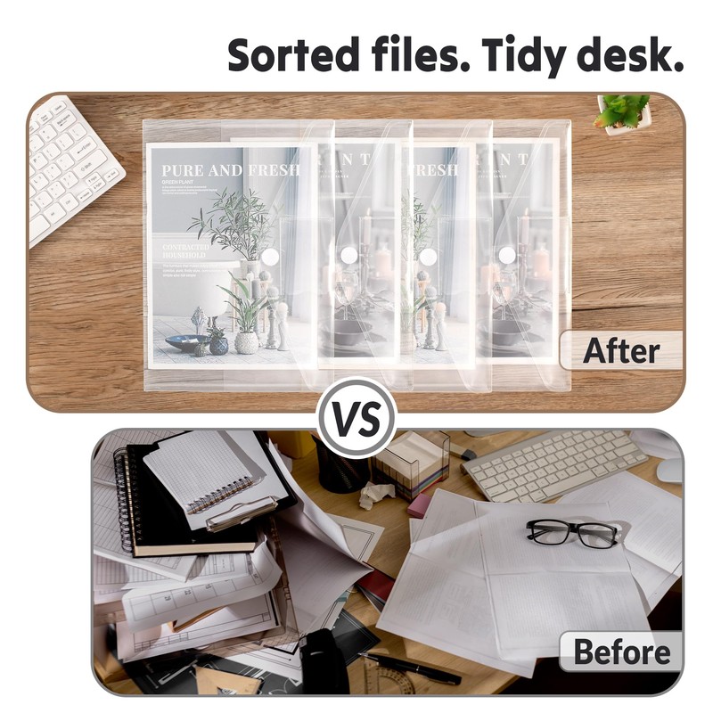 SUNEE 6 Pack Plastic Envelopes, Clear Folders for Document for