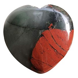 favoramulet Polished Heart Stone, Healing Crystal Palm Worry Love Pocket Stones Reiki 1.5", Africa Bloodstone