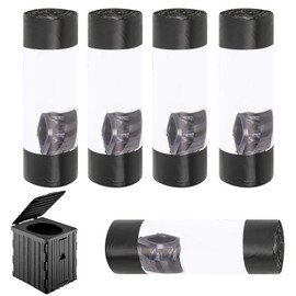 CTDMJ Toilet Bag Black & Green Pack of 100 30L Biodegradable Toilet Bag Camping Toilet Bag Organic Bin Bags Camping Toilets Accessories Waterproof (Black)