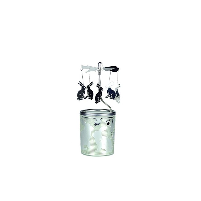 Kerzenfarm Bunny Rotary Carousel for Tealights, Metal and Glass, 16.5cm
