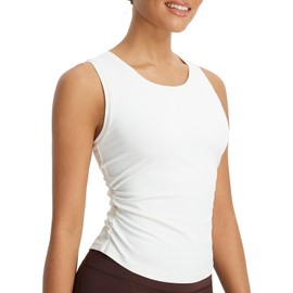 baleaf Women's Crop Tank Tops Sleeveless Workout Gym Shirts Fitted Athletic Tops Yoga Tennis Running Star White M