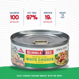 Bumble Bee Premium White Chicken, Chunk in Water, 5 oz Can (Pack of 24)- 13g Protein per Serving - Gluten Free, Keto Friendly