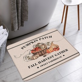 AYDSMYD Pumpkin Bath Mat Fall Thanksgiving Harvest Gather Rustic Sweet Farmhouse Bathroom Bathtub Floor Rugs Doormat Toilet Decor,18 x 30 in
