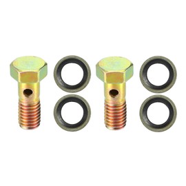 QUARKZMAN Universal M8 x 1.25 23 mm Length Motorcycle 3 Hole Hollow Screws with Washers Set Brake Hollow Screws Metric Thread Bronze Colour - Pack of 6