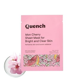 Quench Botanics Mon Cherry Sheet Mask for Bright and Clear Skin | Made in Korea | Sheet Mask Drenched with Serum | Brightens Skin and Boosts Radiance