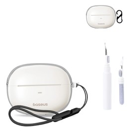 For Baseus Bowie MC1 Case Cover,NOUKAJU Earphone Protective Case (with Carabiner + Lanyard + Cleaning pen)Drop-Proof,Scratch-Proof,Protective Cover for Baseus Bowie MC1 Open Ear Clip-On Earbuds(Clear)