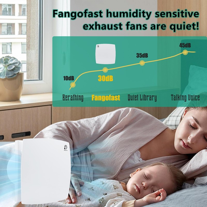 FanGoFast 100 mm bathroom fan with humidity sensor, exhaust fan