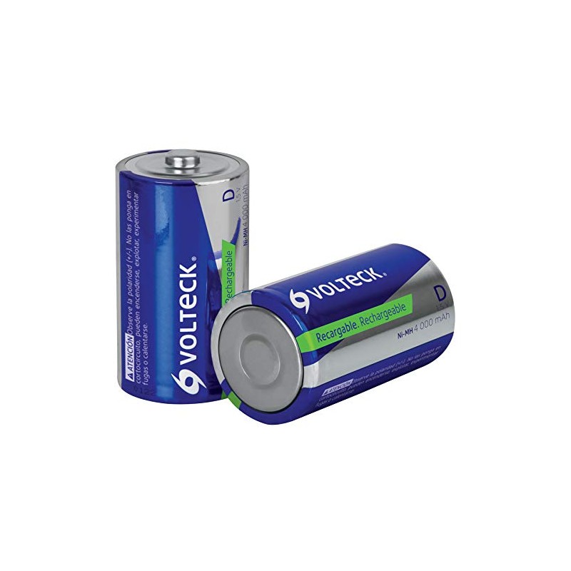 Volteck RE-D, Pilas recargables, larga duración, D, 4, 000 mAh,