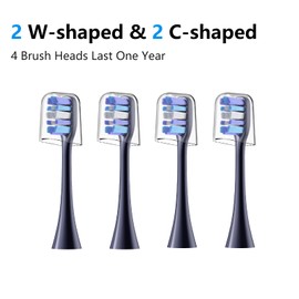 Marlincare Replacement Electric Toothbrush Heads, 4 Pack for One Year of Use, Durable Brush Heads Refills, 10x Plaque Removal/Optimal Tooth Cleaning/Whitening (Midnight Blue, Medium)