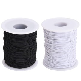 Noverlife Elastic Cord, 2 Rolls 0.04"/1mm 109yd/100m Jewelry Making Beading Stretch String, Elastic Fabric Thread Wire Macrame Cord DIY Crafting Rope Bungee Shock Cord - Black & White