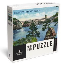 Lantern Press 1000 Piece Jigsaw Puzzle, Whidbey Island, Washington, View of Deception Pass Bridge from The Side