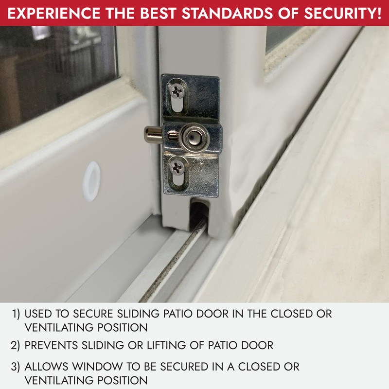 NU-SET 2978-6 Anti-Lifting Sliding Door Bolt, 6 Pack, Zinc
